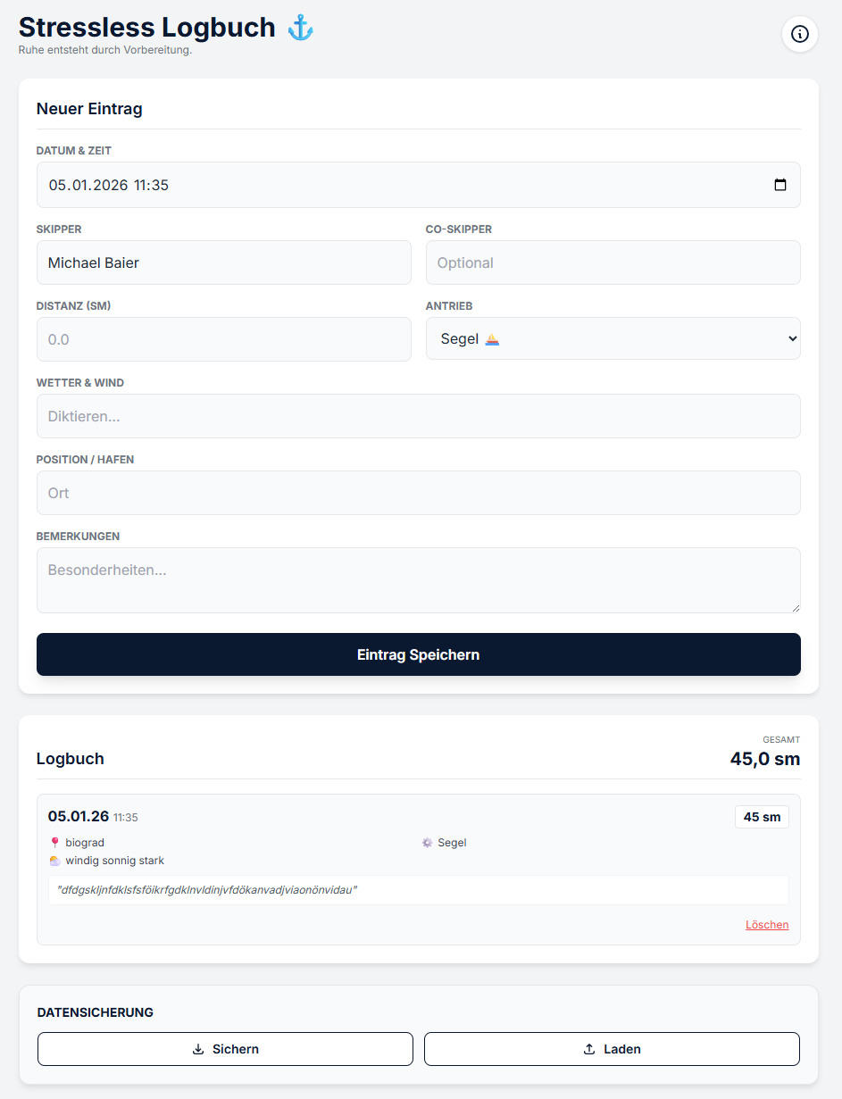 The Stressless Smart-Logbuch (Digital Edition) Exklusives Skipper-Tool – Nicht einzeln erhältlich.